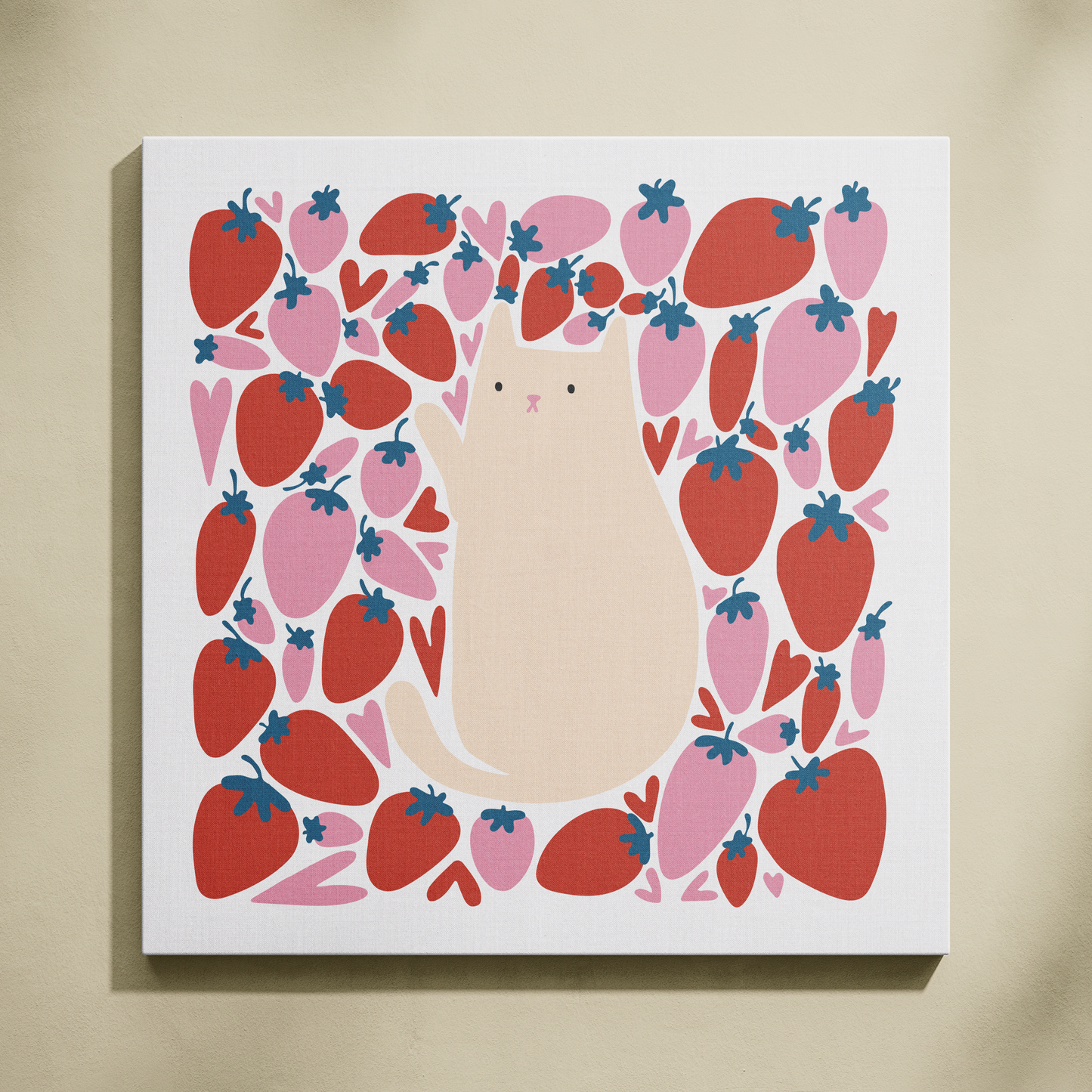 Çilekli Kedi Sayılarla Boyama Seti 35x35 cm