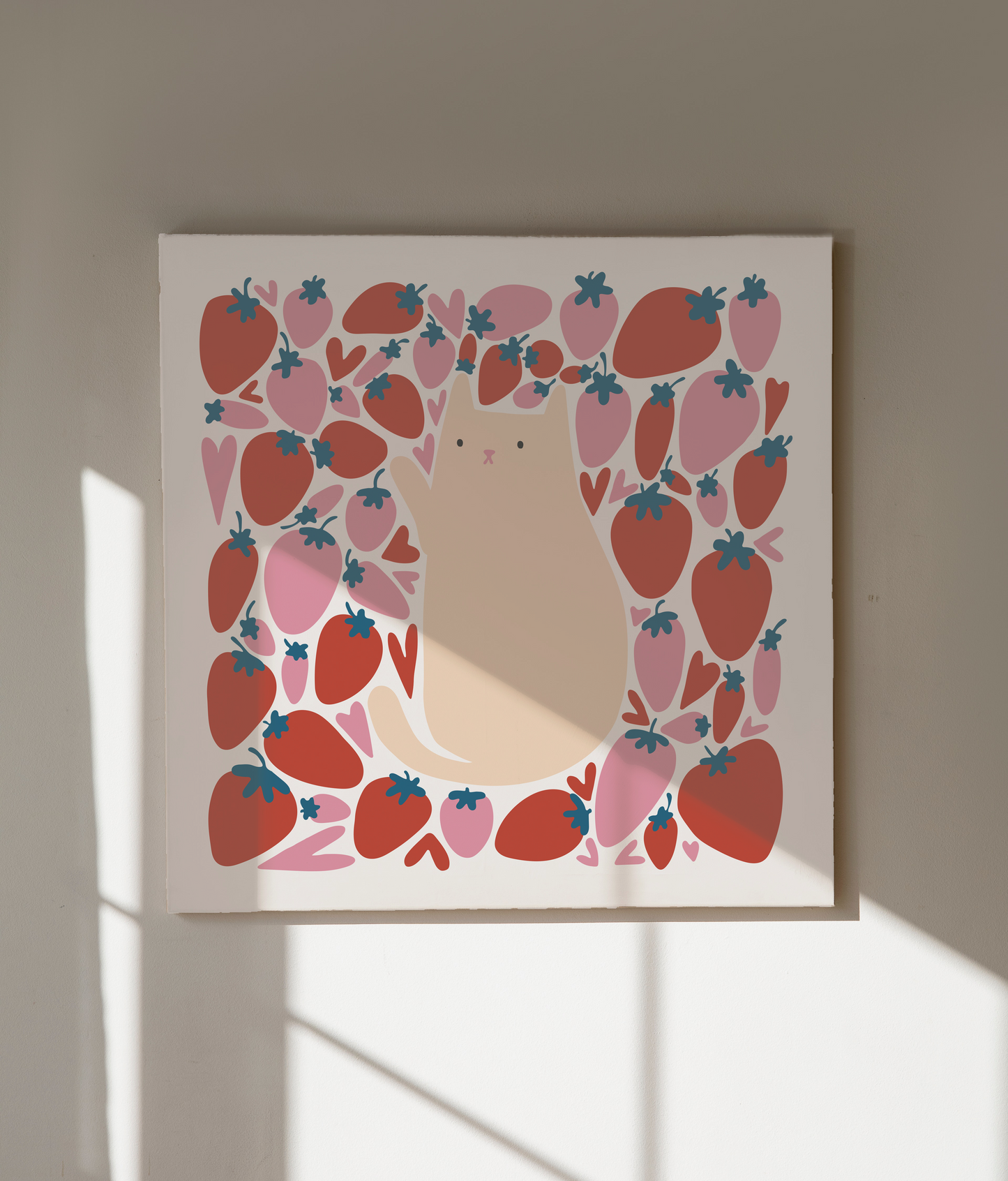 Çilekli Kedi Sayılarla Boyama Seti 35x35 cm