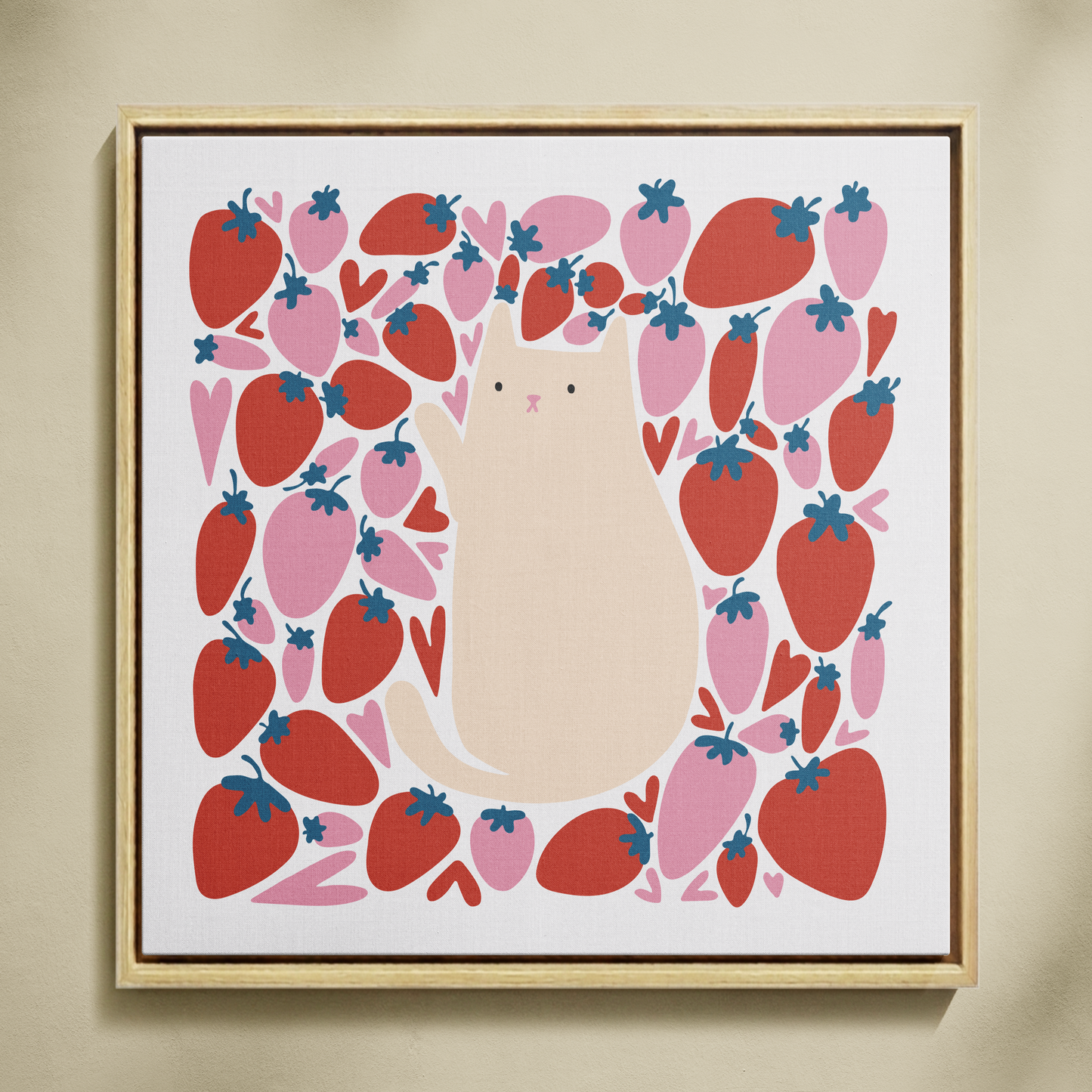 Çilekli Kedi Sayılarla Boyama Seti 35x35 cm