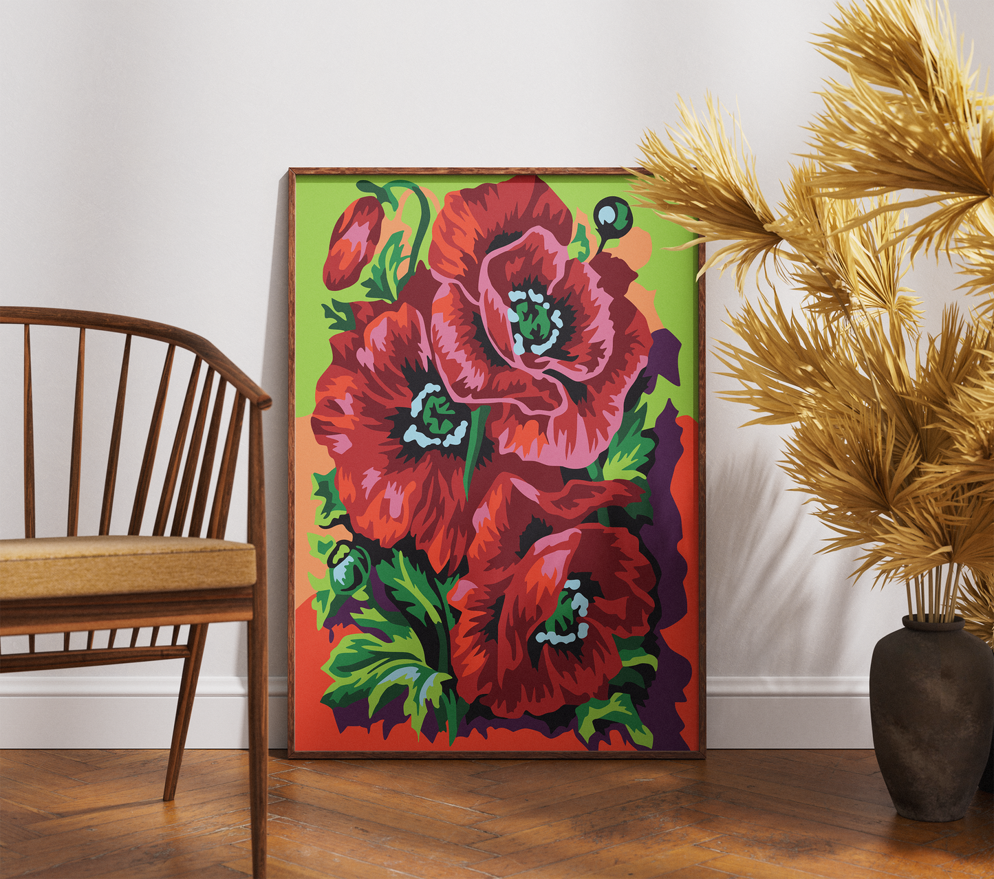 Kırmızı Çiçekler Sayılarla Boyama Seti 35x45 cm