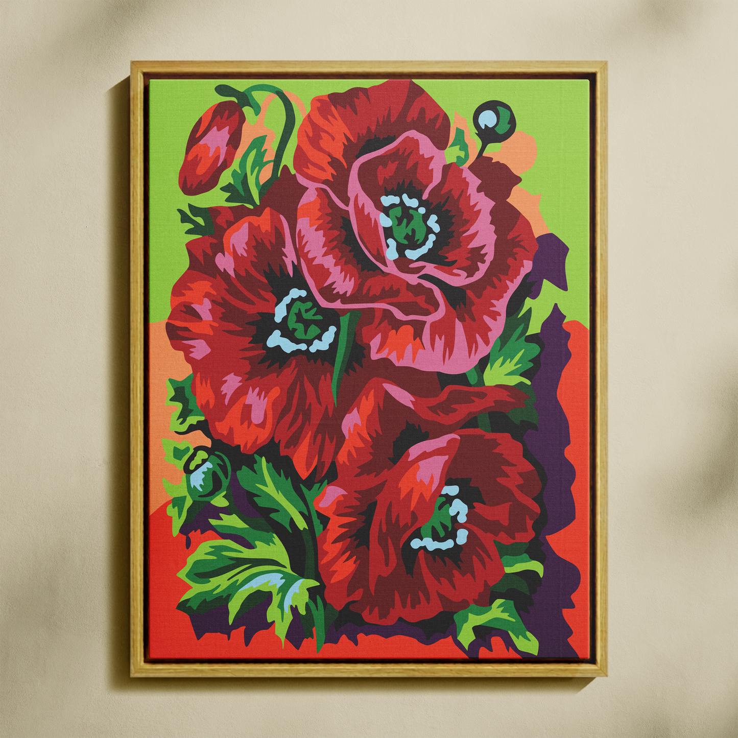 Kırmızı Çiçekler Sayılarla Boyama Seti 35x45 cm