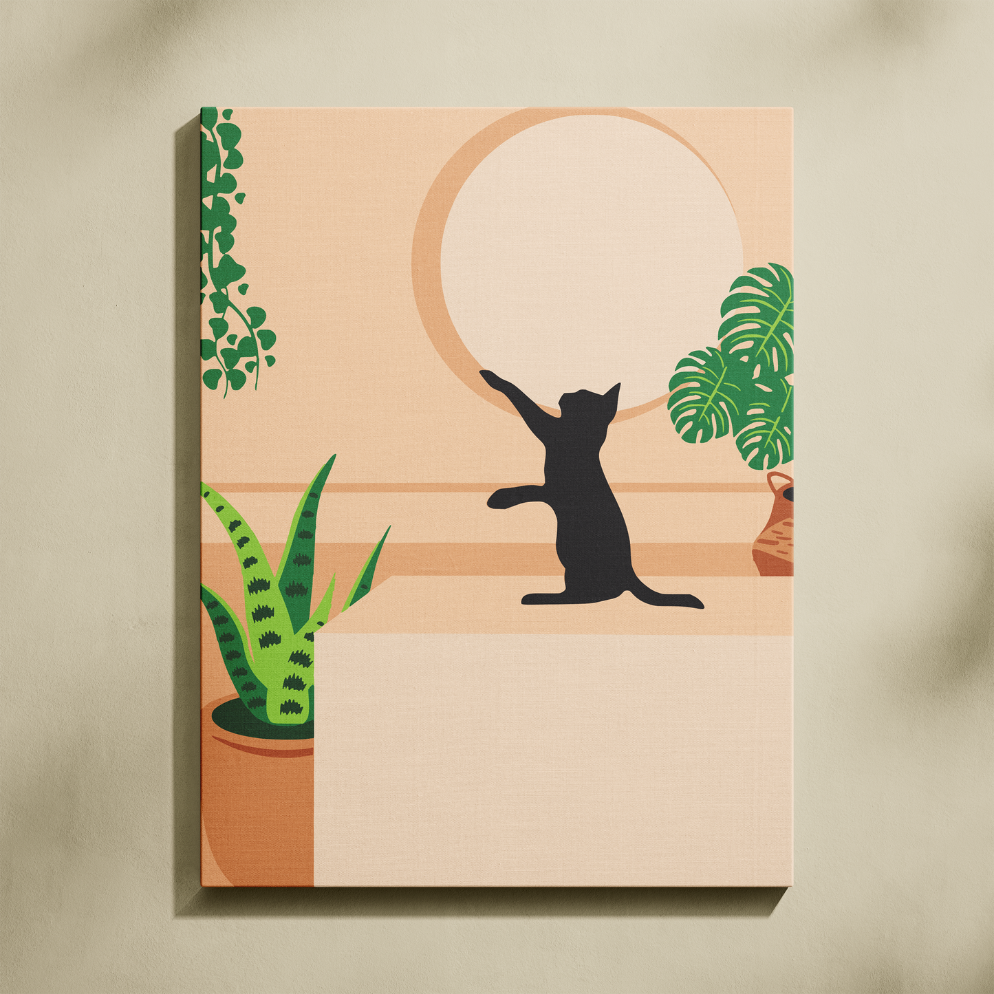 Siyah Kedi ve Bitkiler Sayılarla Boyama Seti 35x45 cm