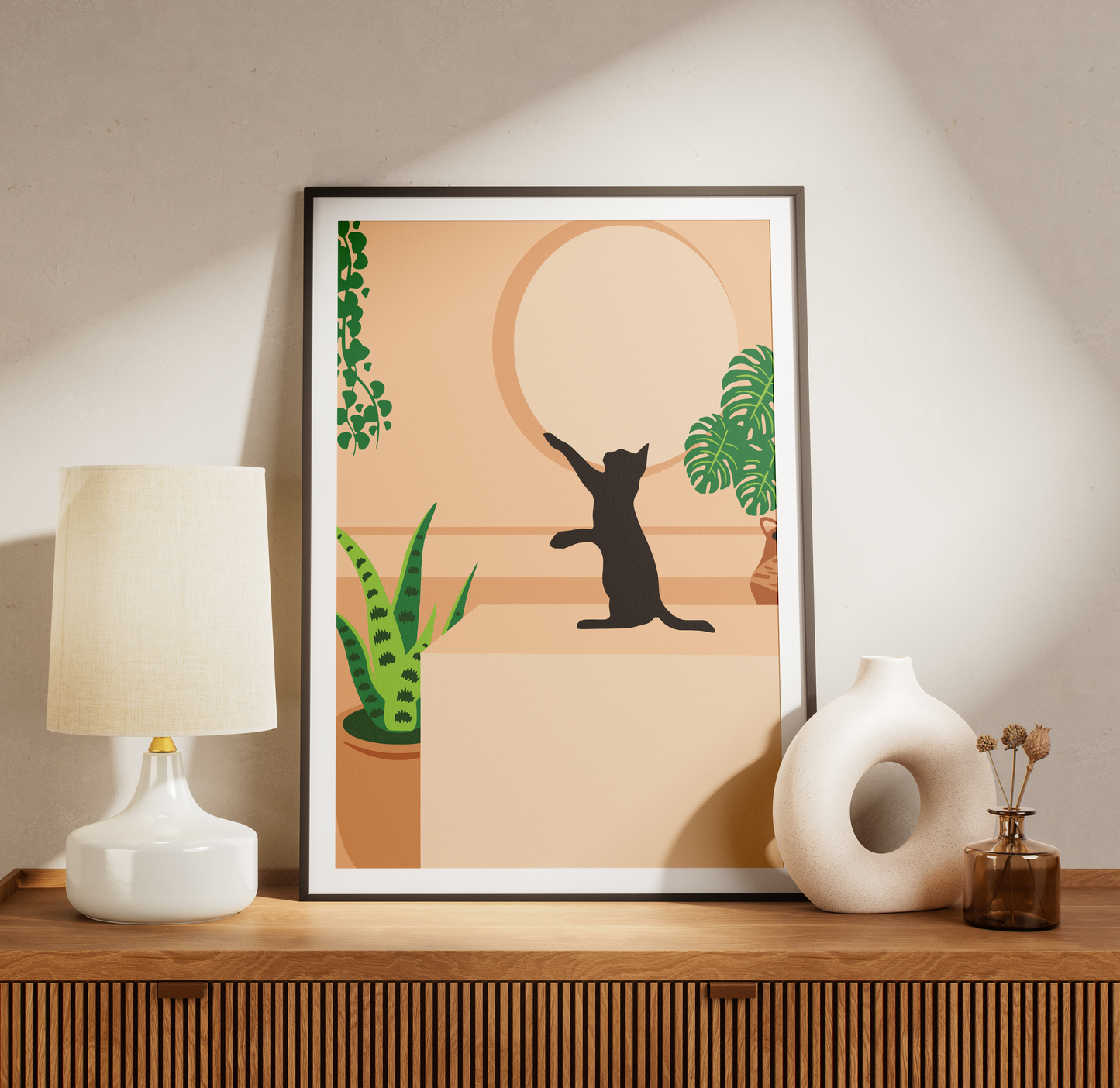 Siyah Kedi ve Bitkiler Sayılarla Boyama Seti 35x45 cm