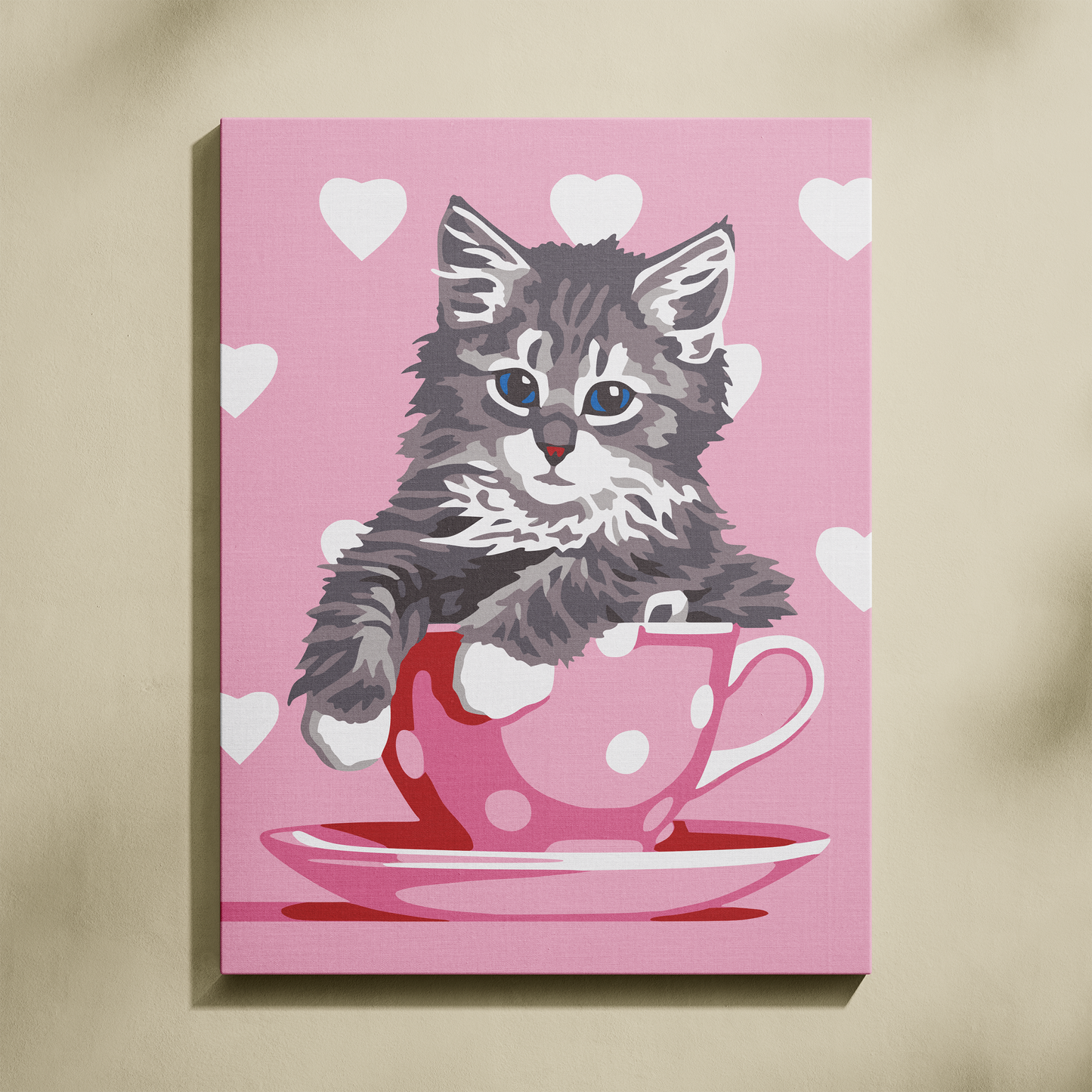 Yavru Kedi Fincanda Sayılarla Boyama Seti 35x45 cm