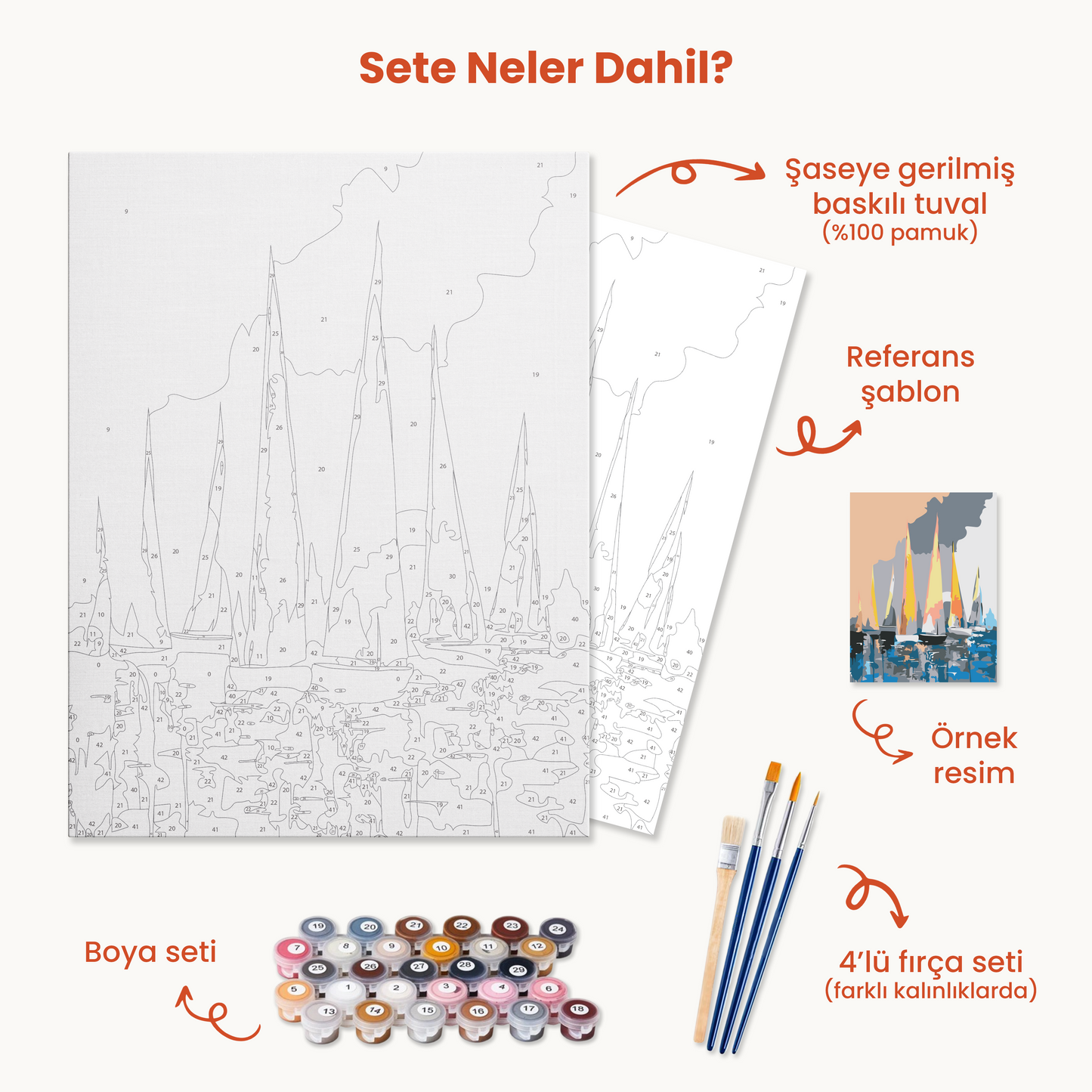 Yelkenli Tekneler Sayılarla Boyama Seti 35x45 cm