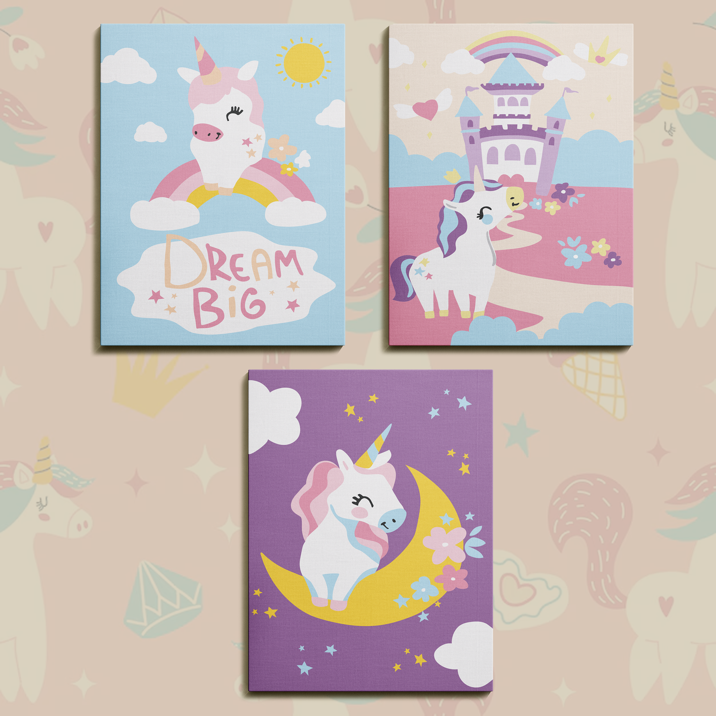 Unicorn 3'lü Sayılarla Boyama Seti 35x45 cm