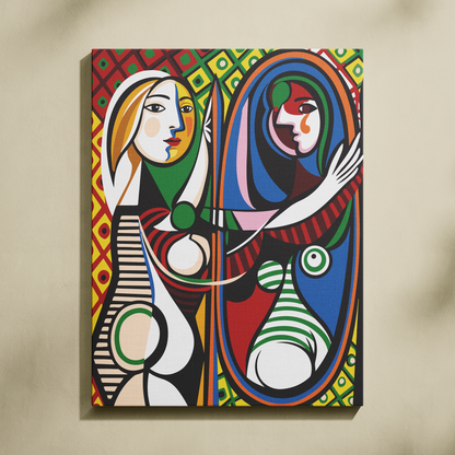 Ayna Önündeki Kız Sayılarla Boyama Seti 35x45 cm
