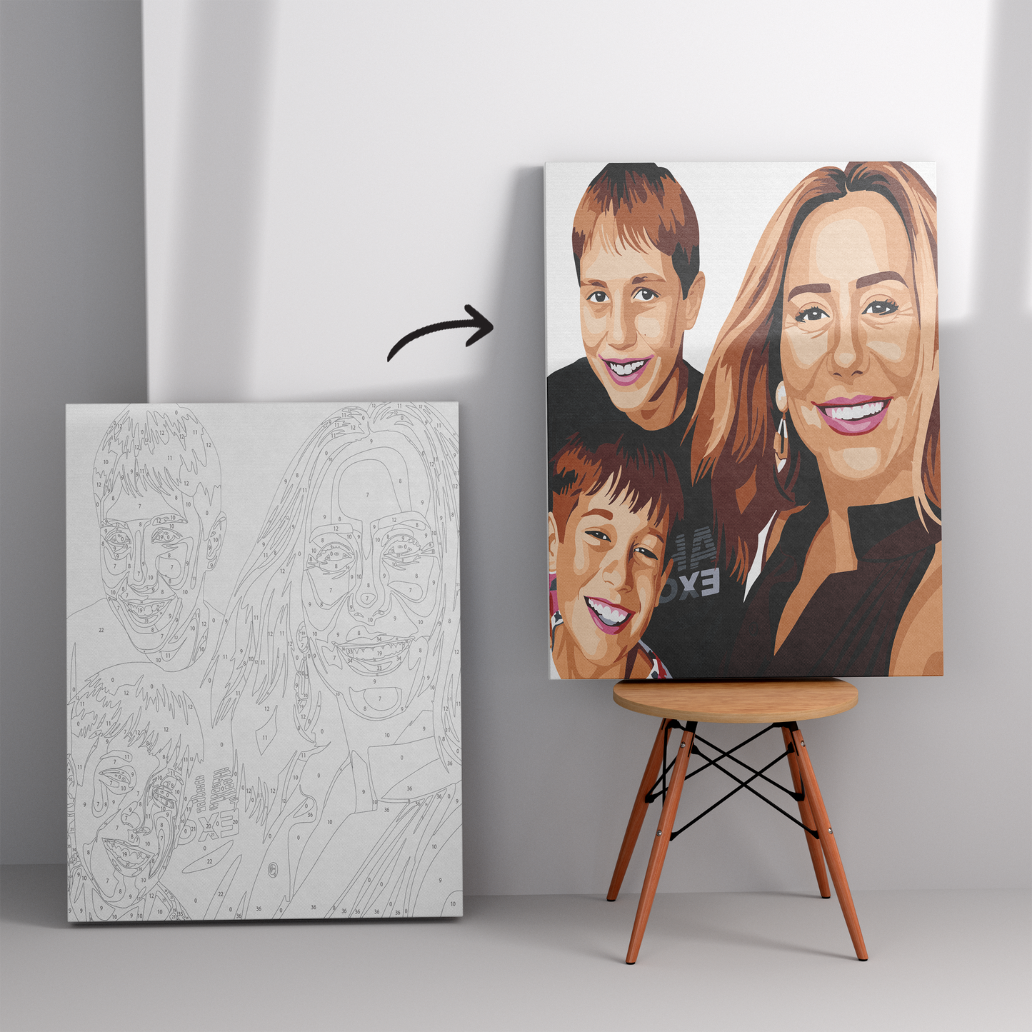 Kişiye Özel Aile Sayılarla Boyama Seti 35x45 cm