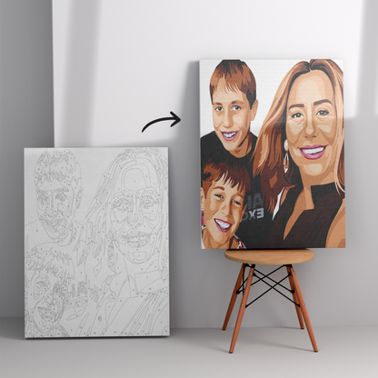 Kişiye Özel Aile Sayılarla Boyama Seti 35x45 cm