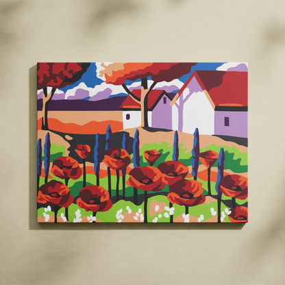 Çiçekler ve Evler Sayılarla Boyama Seti 35x45 cm