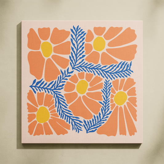 Çiçek ve Dallar Sayılarla Boyama Seti 35x35 cm