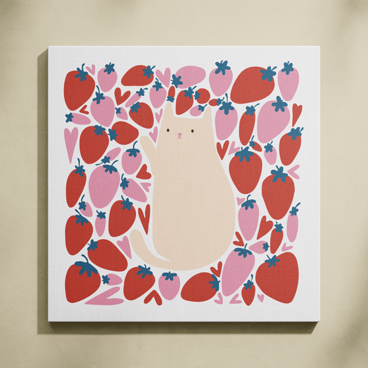Çilekli Kedi Sayılarla Boyama Seti 35x35 cm