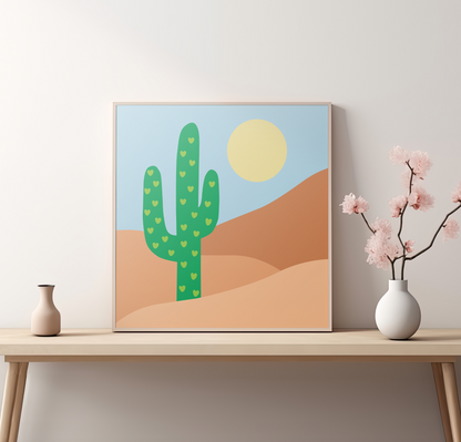 Çöldeki Kaktüs Sayılarla Boyama Seti 35x35 cm