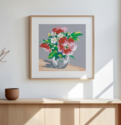 Dolu Kavanoz Çiçekler Sayılarla Boyama Seti 35x35 cm