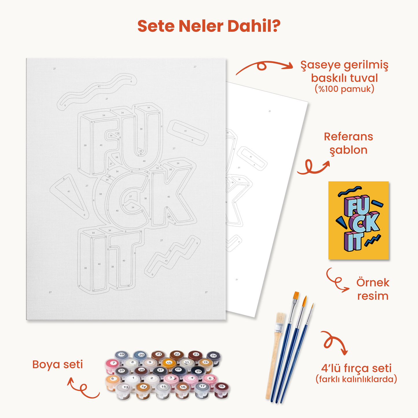 Fuck It Sayılarla Boyama Seti 35x45 cm