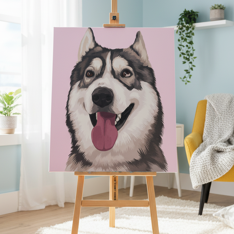 Kişiye Özel Evcil Hayvan Sayılarla Boyama Seti 35x45 cm