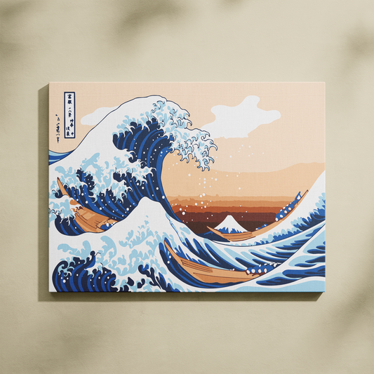 Kanagawa Açıklarında Büyük Dalga Sayılarla Boyama Seti 35x45 cm