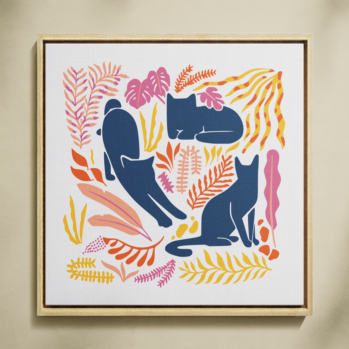 Kediler ve Yapraklar Sayılarla Boyama Seti 35x35 cm