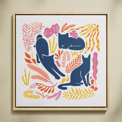 Kediler ve Yapraklar Sayılarla Boyama Seti 35x35 cm