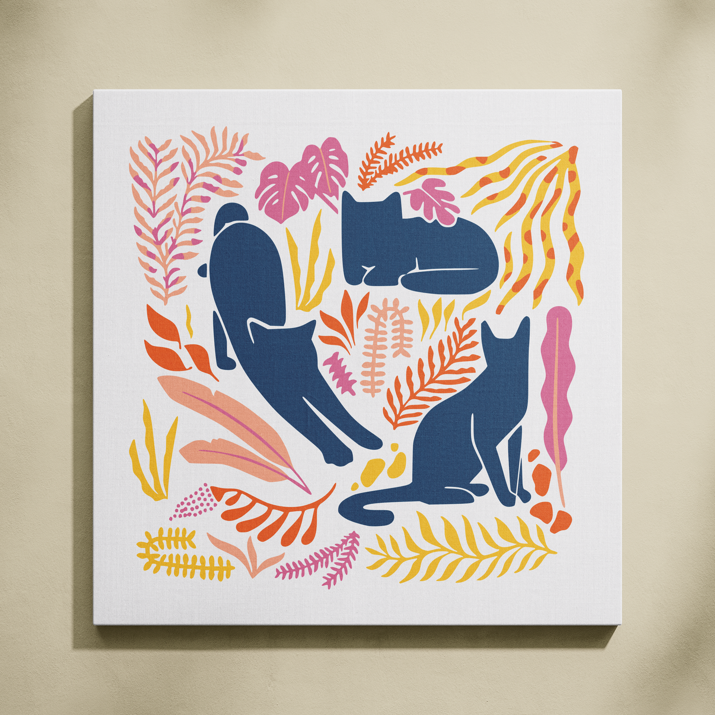 Kediler ve Yapraklar Sayılarla Boyama Seti 35x35 cm