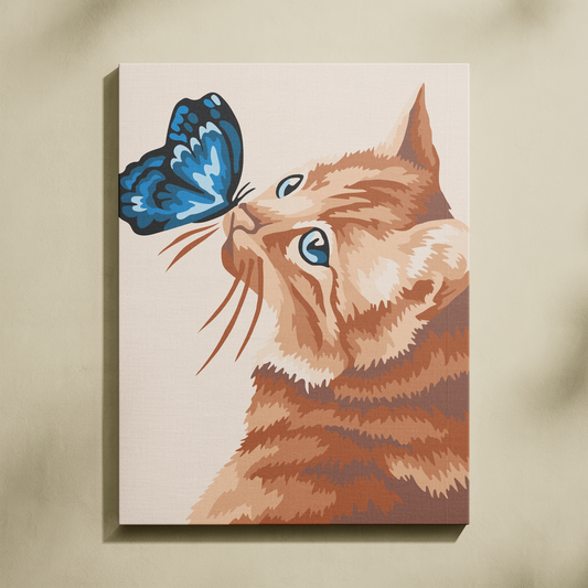 Kedi ve Kelebek Sayılarla Boyama Seti 35x45 cm