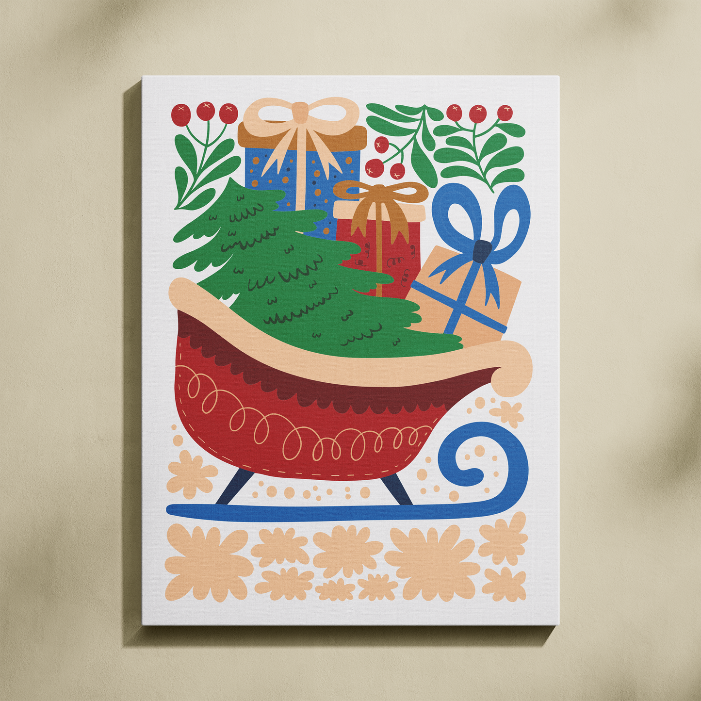 Kızak Dolu Mutluluk Sayılarla Boyama Seti 35x45 cm