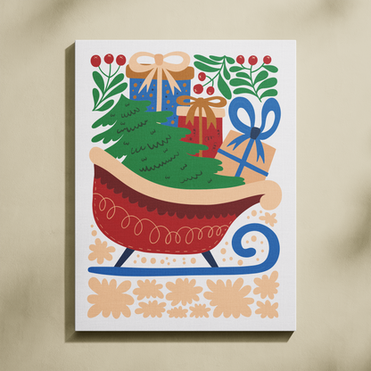 Kızak Dolu Mutluluk Sayılarla Boyama Seti 35x45 cm