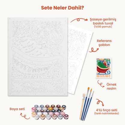Kızak Dolu Mutluluk Sayılarla Boyama Seti 35x45 cm