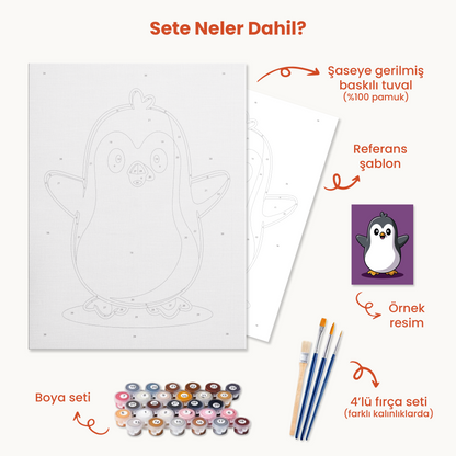Neşeli Penguen Sayılarla Boyama Seti 35x45 cm
