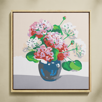 Pembe ve Beyaz Ortancalar Sayılarla Boyama Seti 35x35 cm