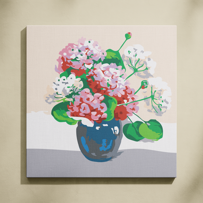 Pembe ve Beyaz Ortancalar Sayılarla Boyama Seti 35x35 cm