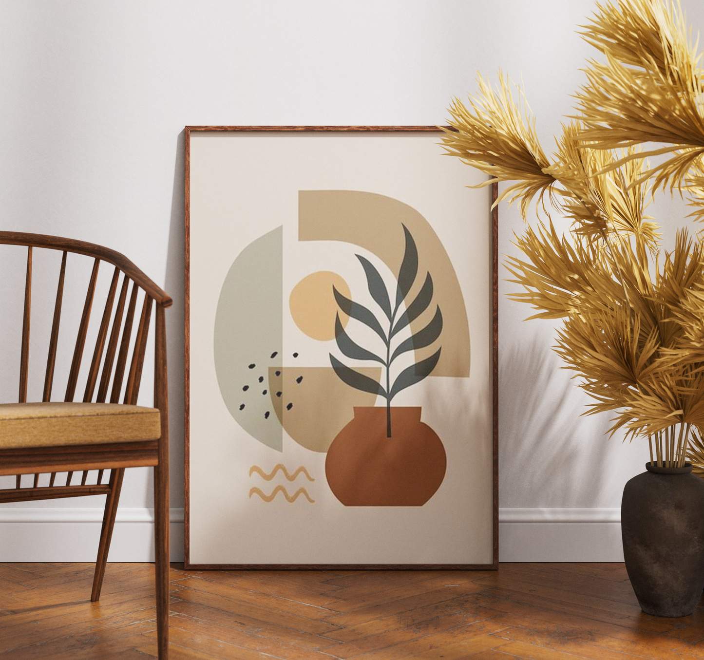 Vazodaki Yaprak Dalı Sayılarla Boyama Seti 35x45 cm