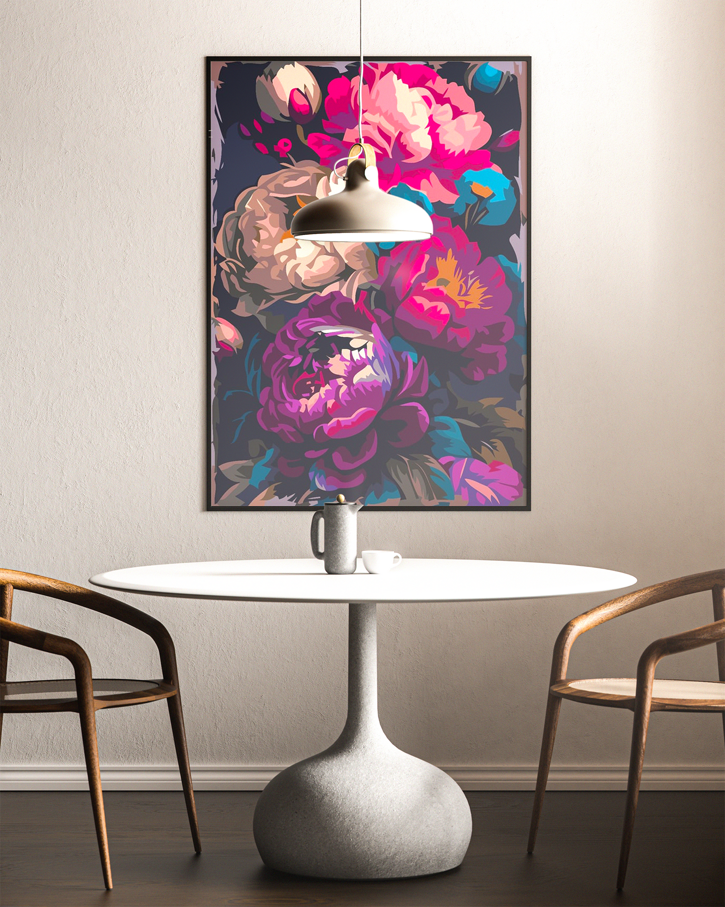 Renkli Çiçekler Sayılarla Boyama Seti 35x45 cm