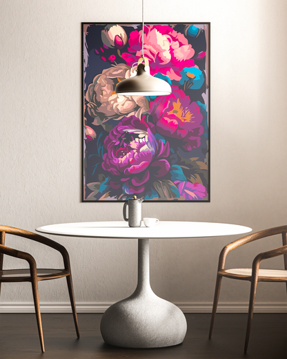 Renkli Çiçekler Sayılarla Boyama Seti 35x45 cm
