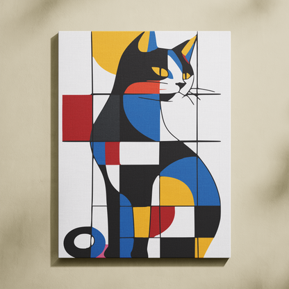 Soyut Kedi Silüet Sayılarla Boyama Seti 35x45 cm
