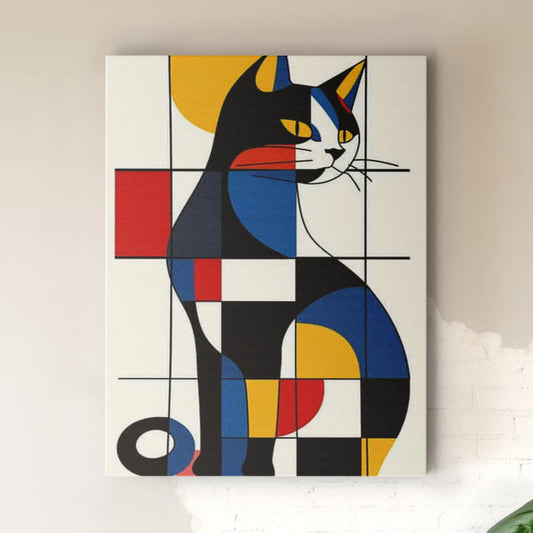 Soyut Kedi Silüet Sayılarla Boyama Seti 35x45 cm