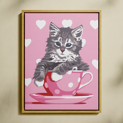 Yavru Kedi Fincanda Sayılarla Boyama Seti 35x45 cm