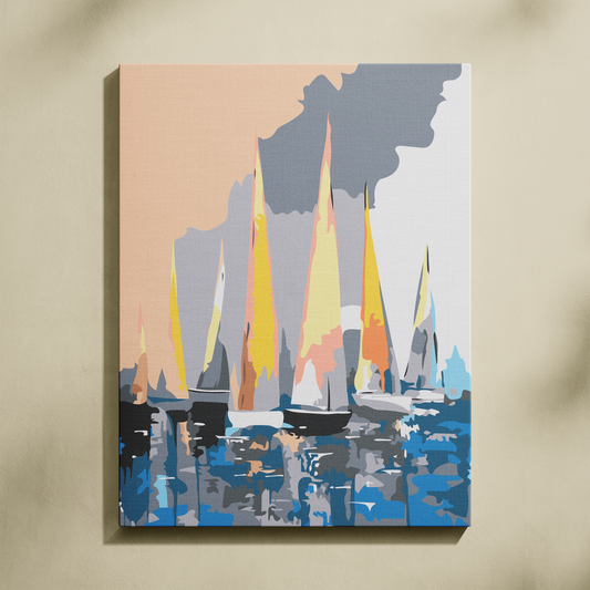 Yelkenli Tekneler Sayılarla Boyama Seti 35x45 cm