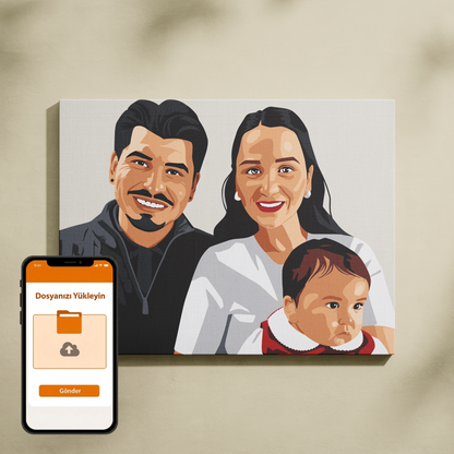 Kişiye Özel Aile Sayılarla Boyama Seti 35x45 cm