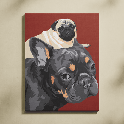 Kişiye Özel İkili Evcil Hayvan Sayılarla Boyama Seti 35x45 cm