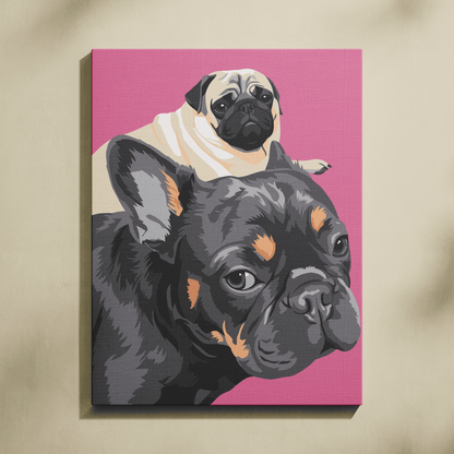 Kişiye Özel İkili Evcil Hayvan Sayılarla Boyama Seti 35x45 cm