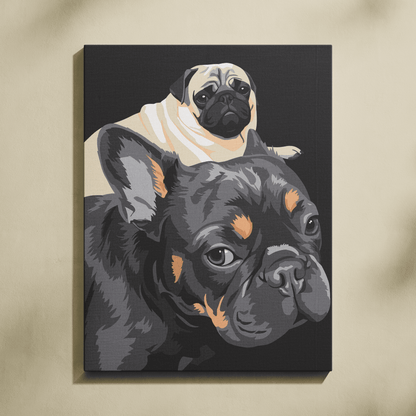 Kişiye Özel İkili Evcil Hayvan Sayılarla Boyama Seti 35x45 cm