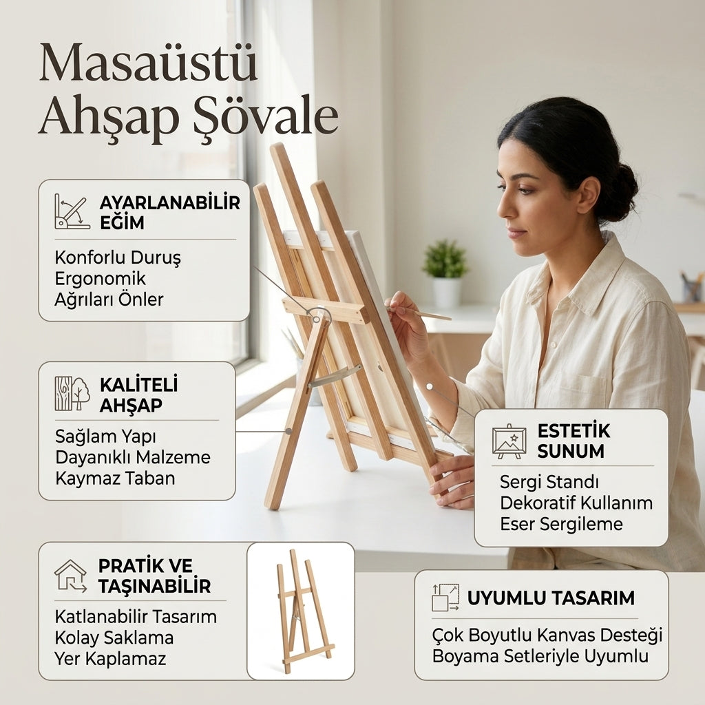 Masaüstü Ahşap Şövale