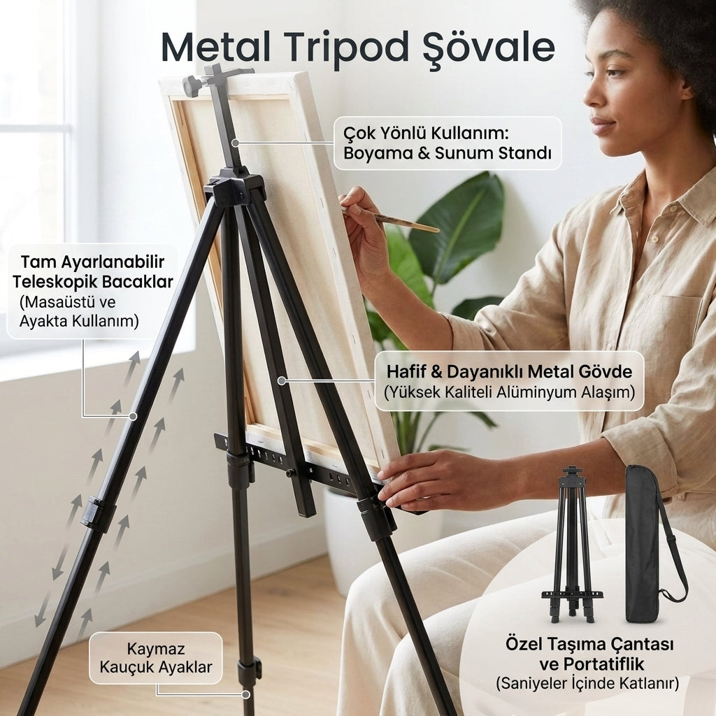 Metal Tripod Şövale