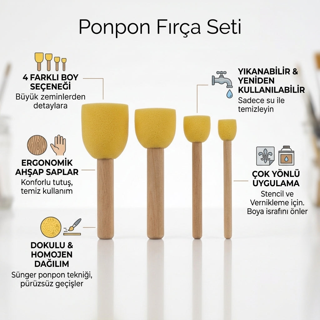 Ponpon Fırça Seti