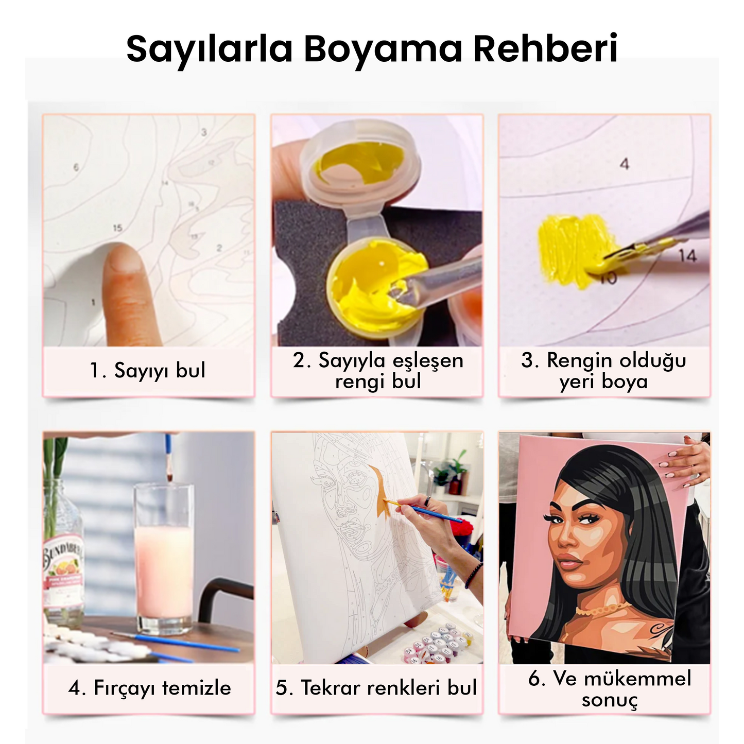 Kişiye Özel Aile Sayılarla Boyama Seti 35x45 cm